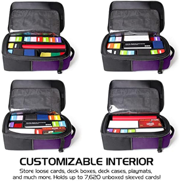 ENHANCE MTG Backpack - Collector's Edition TCG Backpack for Deck Boxes, Sleeved Cards, Playmats, MTG Accessories - Customizable Card Organization with Built-in Defender Screen (Dragon Purple)