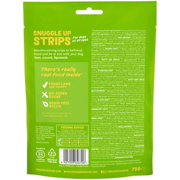 Edgard Cooper Natural Dog Treats - Lamb and Turkey Snuggle Up Strips - (10 x 75g bag), Grain Free, High in Protein & fresh meat, full of essential amino acids for healthy insides