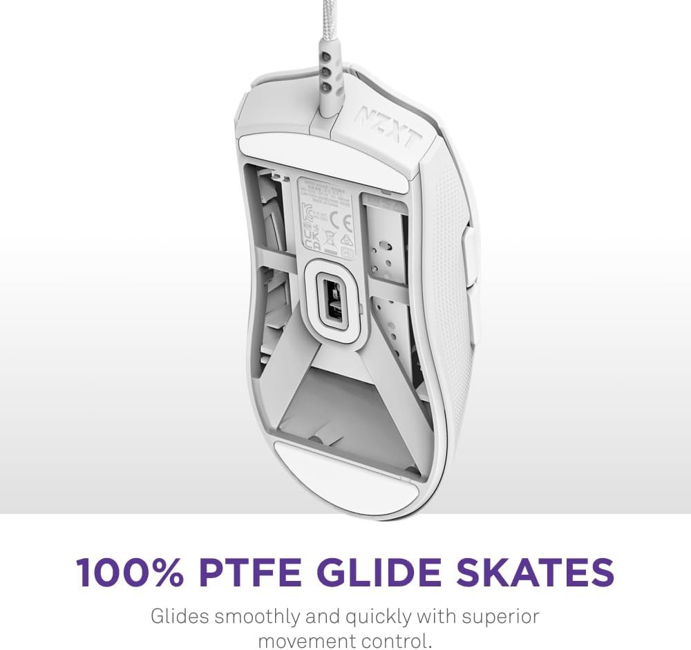 NZXT Lift 2 Ergo | Lightweight Ergonomic Wired Gaming Mouse | Lightweight 61 g Design | 8K Polling Rate | Optical Switches | 26K DPI Optical Sensor | 100% PTFE Feet | Black