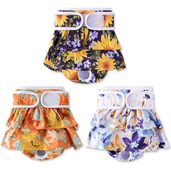 COMSLE Dog Nappies Female Medium 3 Pack, Dog Period Heat Pants in Season, Super Absorbent & Adjustable Sanitary Reusable Doggy Puppy Diapers