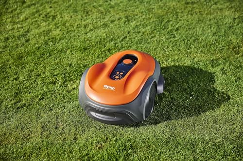 Flymo EasiLife 250 GO Robotic Lawn Mower - Cuts Up to 250 sq m, Ultra Quiet Mowing, Manicured Lawn, Bluetooth Application Control, Safety Sensors, Hose Washable, Lifestyle Functions, Orange and Grey
