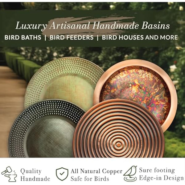 Good Directions Fired Copper Garden Pole Stake Style Ground Bird Bath, Small 13" Diameter