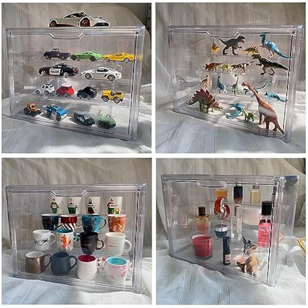 Siyecioa Display Case with 3 Ladder, Clear Acrylic Display Box with Door, Lego Display Case, Dustproof Protection Showcase for Funko Pop、Collectables、Popmart、Minifigure Figurines（36×23×27cm）