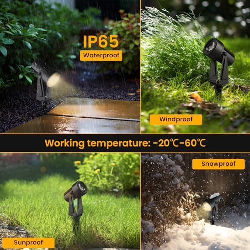 Svater Garden Spotlights Mains Powered, 32m 10-in-1 LED Landscape Lights 2W Warm White 3000K 27V IP65 Waterproof Outdoor Garden Lights Pathway Lighting for Lawn Yard, Patio,Driveway,Party