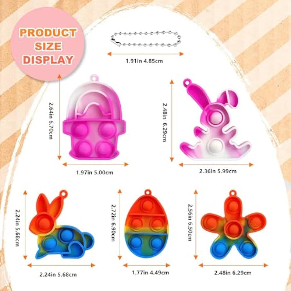 Amyang 24Pcs Easter Pop Fidget Toys, Mini Easter Simple Pop Fidget Toys for Kids Boys Girls Toddlers Easter Basket Stuffers Gifts Egg Fillers Party Favors