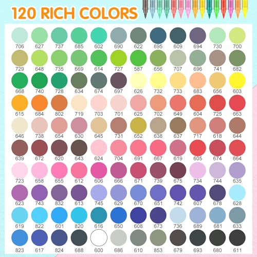 Efimeso 120 Colours Acrylic Paint Pens,Water-Based Brush Markers Paint Pens Acrylic Markers for Rock Painting, Canvas, Wood, Stone, Ceramic, Glass,