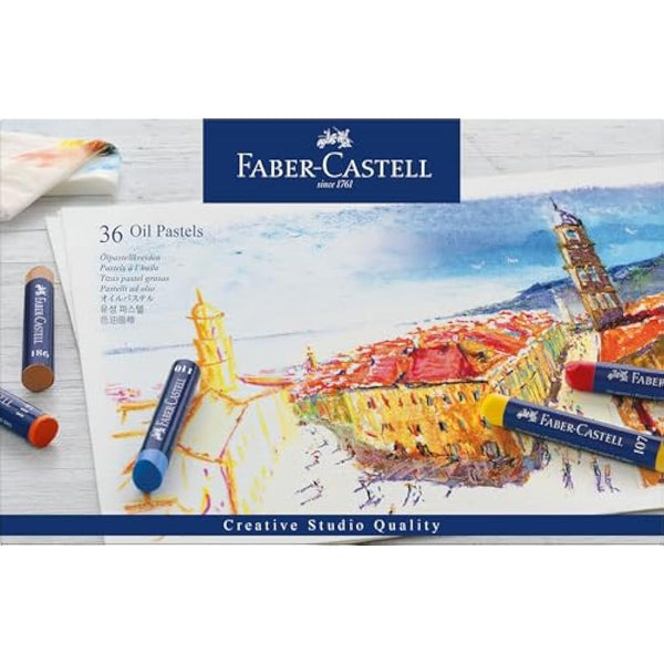 Faber-Castell Creative Studio Oil Pastels, Multicoloured, Cardboard Wallet Of 36, For Art, Craft, Drawing, Sketching, Home, School, University, Colouring