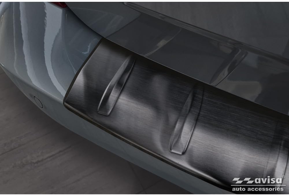 Avisa Black Stainless Steel Rear bumper protector compatible with Ford Transit Custom & Tourneo Custom (V710) 2023- / Volkswagen Transporter T7 2024- 'Ribs'