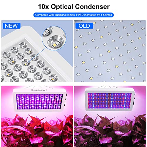 2024 Upgraded BW1000 LED Grow Lights Double Chips Full Spectrum with 3-Metre Cable for Greenhouse and Indoor Plant Veg and Flower Growing[White]