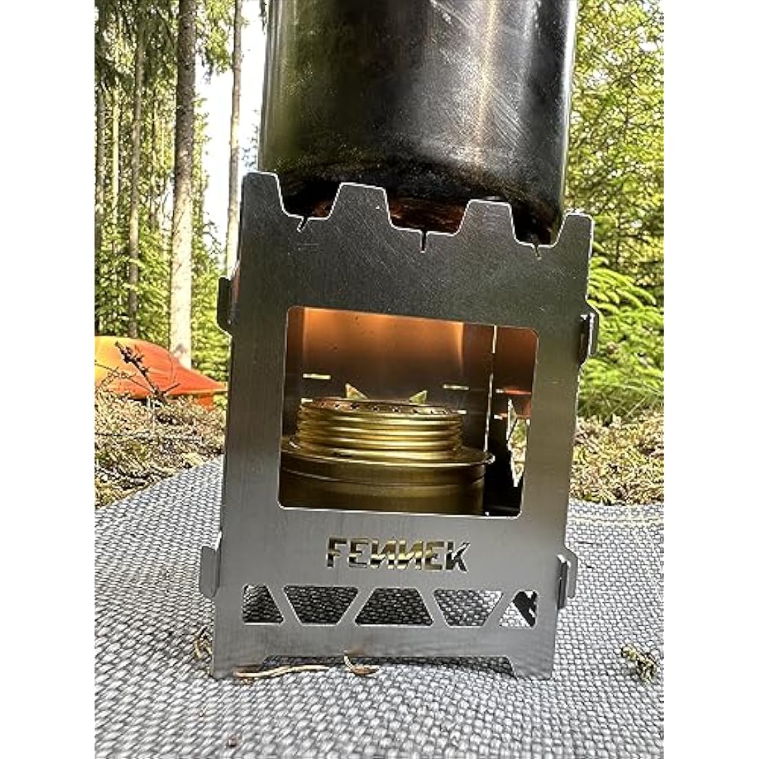 FENNEK Hobo Solo Portable Stove, 100% Stainless Steel, Made in Germany, 267g, Wood Fuel
