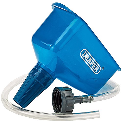 Draper Engine Oil Fuel Funnel with Flexible Hose | Wide Mouth Multifunctional Extra Large Funnel for Car Automotive | 26327, Blue