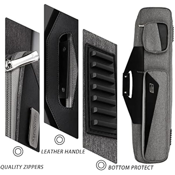 MangoRun Pool Cue Case 4x4 with Backpack Straps Carrying Case for 4 Pool Cues