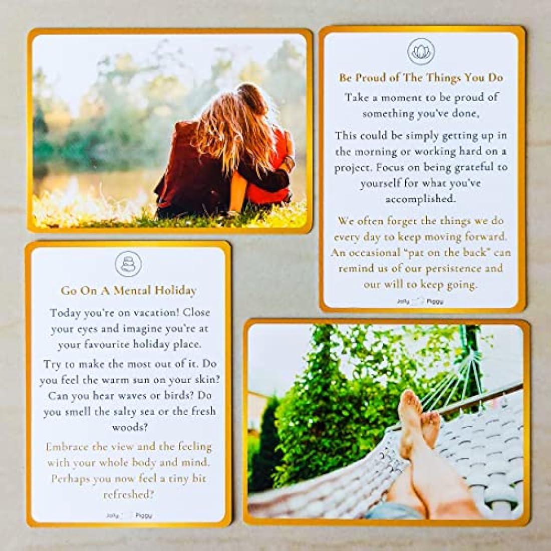 Jolly Piggy 35 Day Mindfulness Challenge Cards, Anxiety Relief Gift for Women, Men & Teens Bonus Wellness Ebook | Great Secret Santa Gift & Stocking Filler