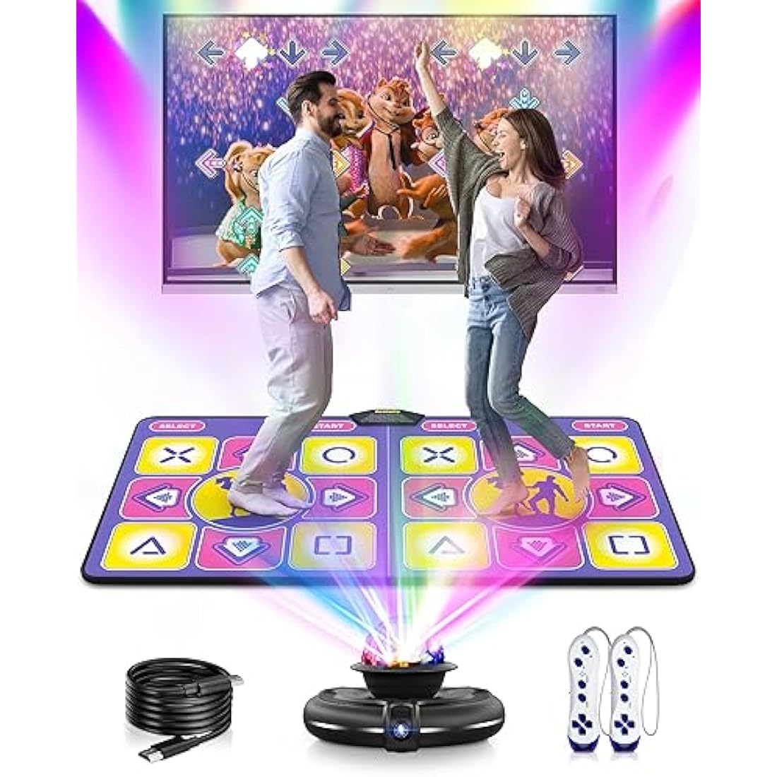 Acelufly Flannel Dance Mat for TV with Camera, Double Dance Mat with Wireless Controller, Non-Slip Dance Pad for Kids Adults, Gifts for Girls Boys