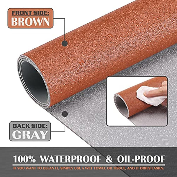 K KNODEL Small Office Leather Desk Mat, Mouse and Keyboard Pad, Computer and Laptop Mat, Desktop Protector and Cover, Writing Pad and Blotter (60x35cm, Brown)