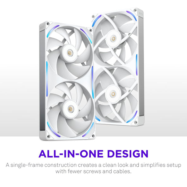 NZXT F420 RGB Core - 420mm Single-Frame Fan Unit with 3 x 140mm RGB Fans - Speed & Lighting Control - High Static Pressure & Airflow - Fluid Dynamic Bearings - 8 aRGB LEDs Per Fan - White