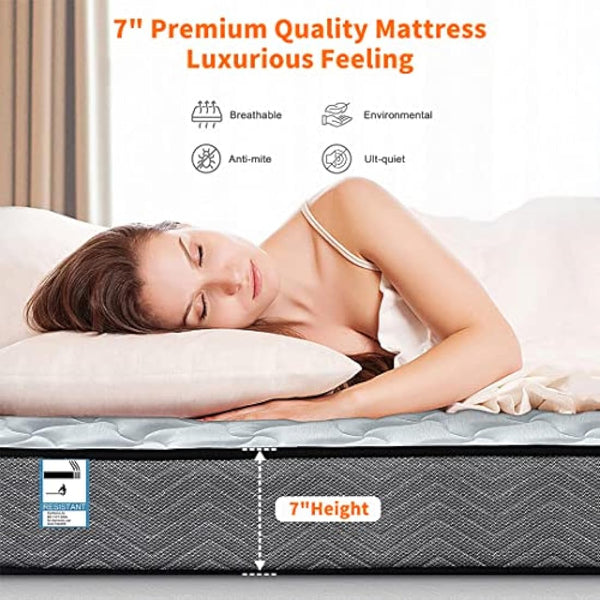 Good Nite Single Mattress 3FT Hybrid with Breathable and Skin-Friendly Fabric Medium Hard Mattress 18cm Depth 90 x 190 cm