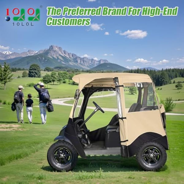 10L0L 2 Passenger Deluxe Golf Cart Driving Enclosures for Club Car Precedent, Waterproof Portable Transparent Golf Cart Cover Storage Enclosure - 4-Sided (Roof up to 58' L)