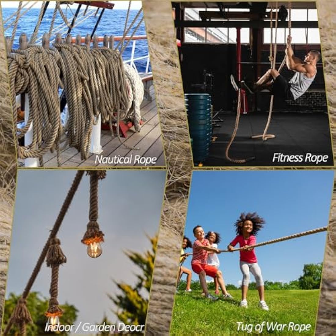 Aoneky Jute Rope - 20/25/30/40mm Heavy Duty Twisted Natural Hemp Rope for Garden, Tug of war, Nautical, Cat Scratching Post, Chandelier, Climbing Hammock and DIY Art Ideas for Decorate (40mm / 15m)