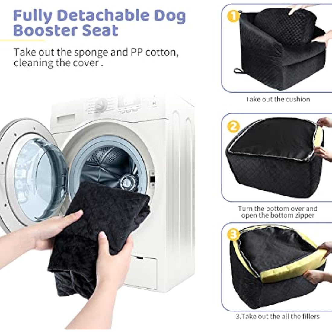 Dog Car Seat for Small Dogs, Upgrade Dog Booster Seat,Detachable and Washable Pet Car Seats with Thick Cushion Safety Leash and Storage Pockets