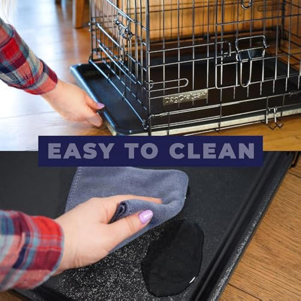 DogCrates+ Medium Foldable Dog Crate with Bed, 2 Doors Design, Non-Chew Metal, Removable Tray, 30-Inch Black