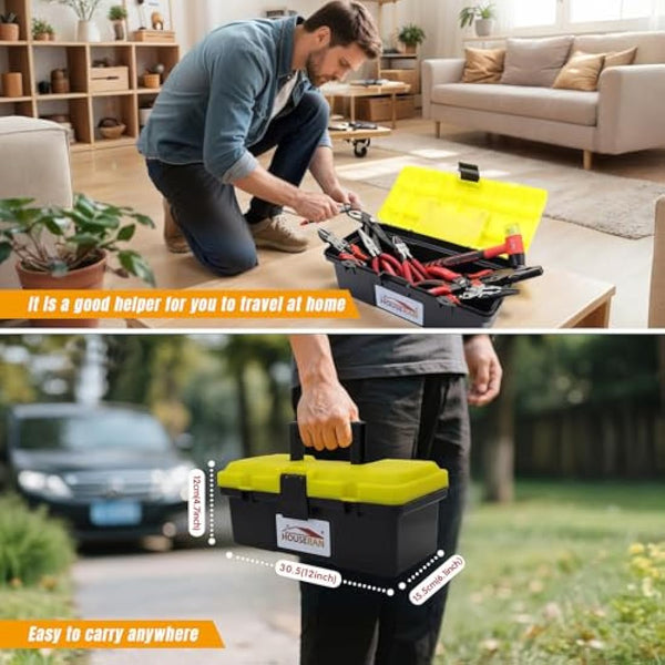 HOUSERAN Plier Set,8-Piece Tool Set with Case Including 10” Groove Joint Pliers,8.3” Long Nose,8.3” Linesman,7.5” Diagonal,6” Flush Cutter,5” Long Nose,5” 170 Cutter,Rubber Mallet for DIY & Home Use