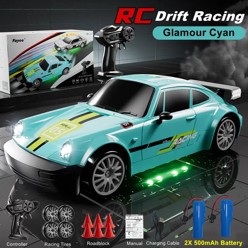 4WD RC Drift Car With LED Light 2.4G Radio 20KM/h High Speed Remote Control Racing Cars Vehicle Model Toy Gift for Boy Girl Kid