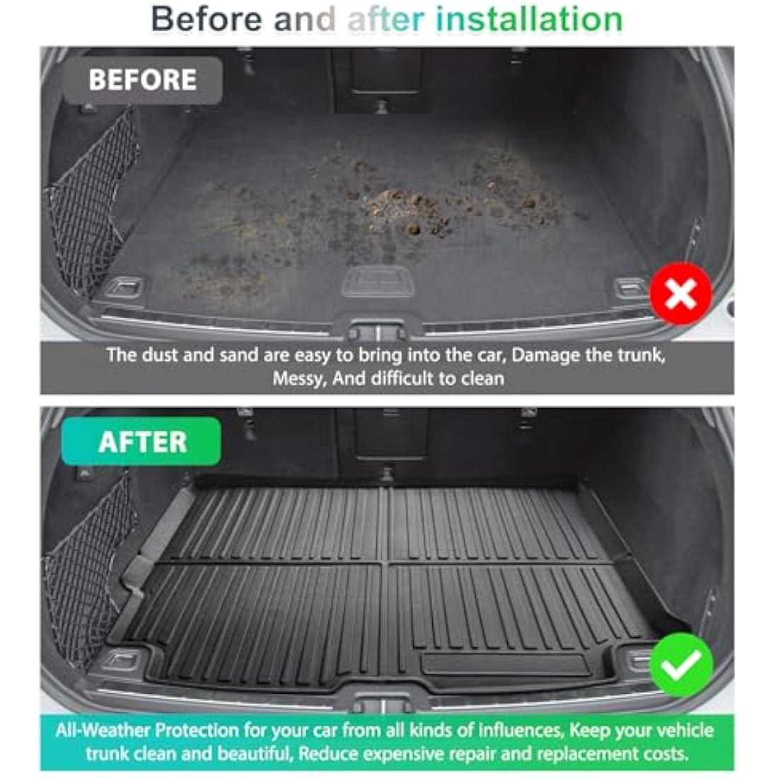 GAFAT Compatible with Volvo XC60 2018-2024 2025 Boot Liner, XC60 2023 Trunk Mat, XC60 Boot Liner Non-Slip Mats Original 3D Scanner TPO, XC60 Mats, XC60 Accessories