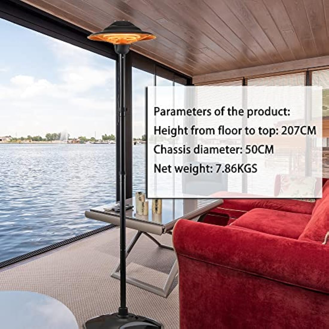 DONYER POWER Halogen tubes Heater Electric Patio Heater Garden Heating Waterproof Outdoor&Indoor Free Standing