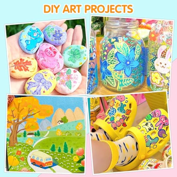 Efimeso 72 Colours Acrylic Paint Pens,Water-Based Brush Markers Paint Pens Acrylic Markers for Rock Painting, Canvas, Wood, Stone, Ceramic, Glass, Fabric