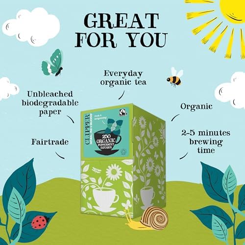 Clipper Organic Peppermint Tea Bags | 250 Individually Wrapped Infusion Teabag Sachets | Bulk Buy for Home & Catering | Caffeine-Free Fairtrade Herbal Tea Bags | Natural, Unbleached & Biodegradable