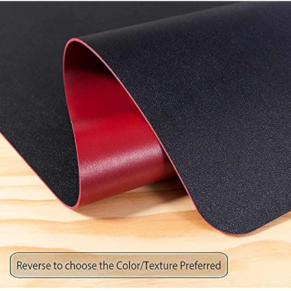 DOBAOJIA Desk Pad Large, Desk Mat, Extended Mouse Mat, Mouse Pad XXL, Desk Blotter, Laptop Pad Writing Pad for Office/Home, Dual-Side Use PU Leather Waterproof 35.4" X 16.9" (Black/Red)
