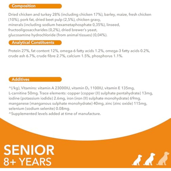 IAMS Senior Small Medium Complete Dry Dog Food Chicken 12kg - With DentalCare System