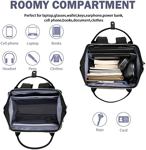 EMPSIGN Laptop Backpack Women 17 Inch, Large Laptop Rucksack Wide Open, College School Backpack with USB Charging Port, Water Repellent Travel Business Work Bag Computer Bookbag for Men