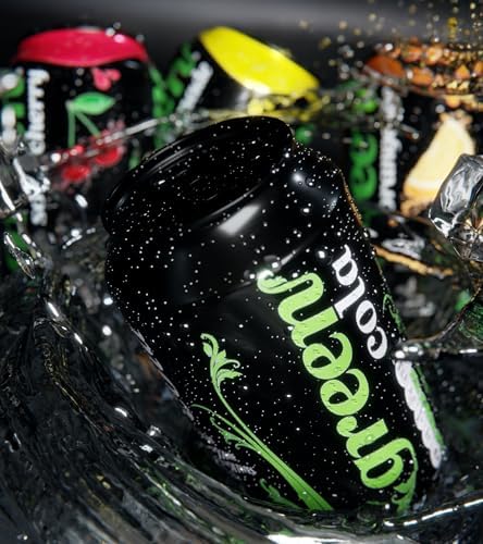 Green Drinks Variety Pack - Low Calorie Sparkling Soft Drinks - Cola, Lemonade, Orange, Cherry - Sweetened with Stevia, No Added Sugar, Natural Caffeine, No Aspartame - Bulk Pack 24 Cans x 330ml