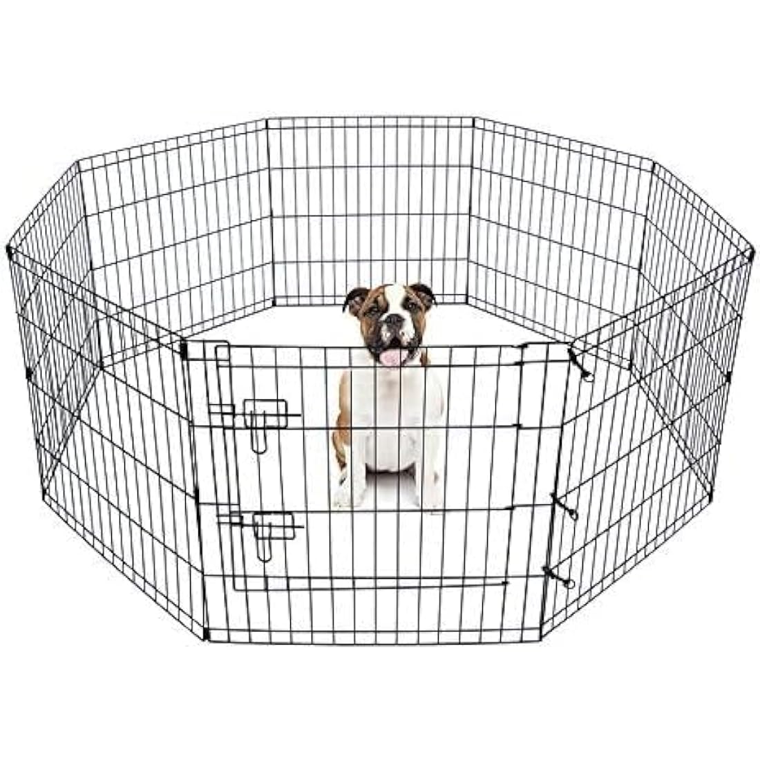 Doggy Style 8 Panel Playpen Suitable for Dogs Puppies Cats & Rabbits Foldable Ideal for Indoor/Outdoor use Puppy Play Pen (Small, 8 Panel Light/Lge Door/Black)