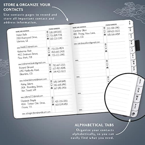Legend Planner Address Book with Alphabetical Tabs –Telephone Contacts Book for Phone Numbers, Addresses, Passwords, Medium (Mystic Grey)