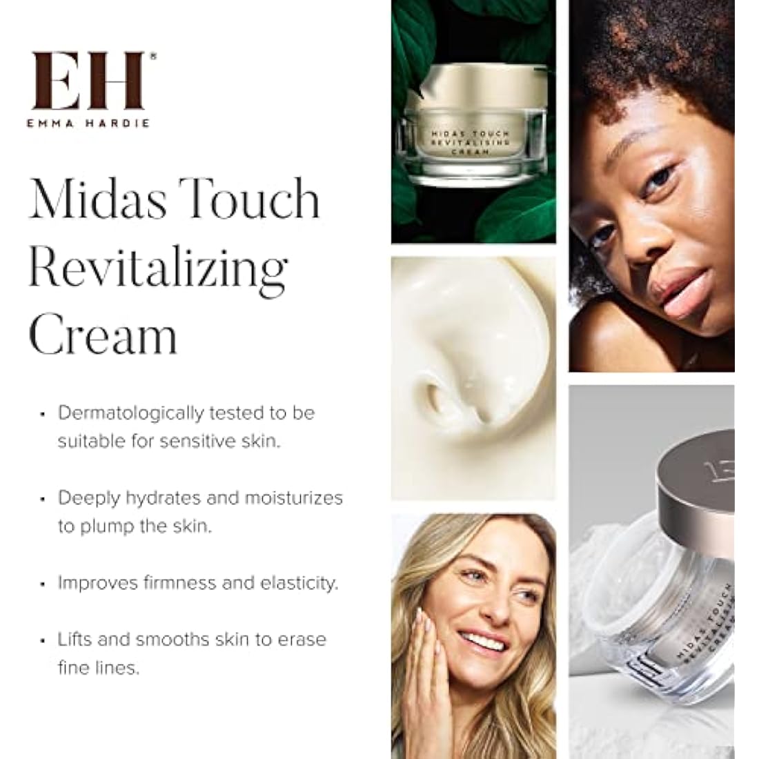 Emma Hardie 50ml Midas Touch Revitalising Face Cream with Hyaluronic Acid and Vit E, Improves Firmness & Elasticity, Increases Hydration & Tightens, Suitable for Sensitive Skin, Vegan & Cruelty Free