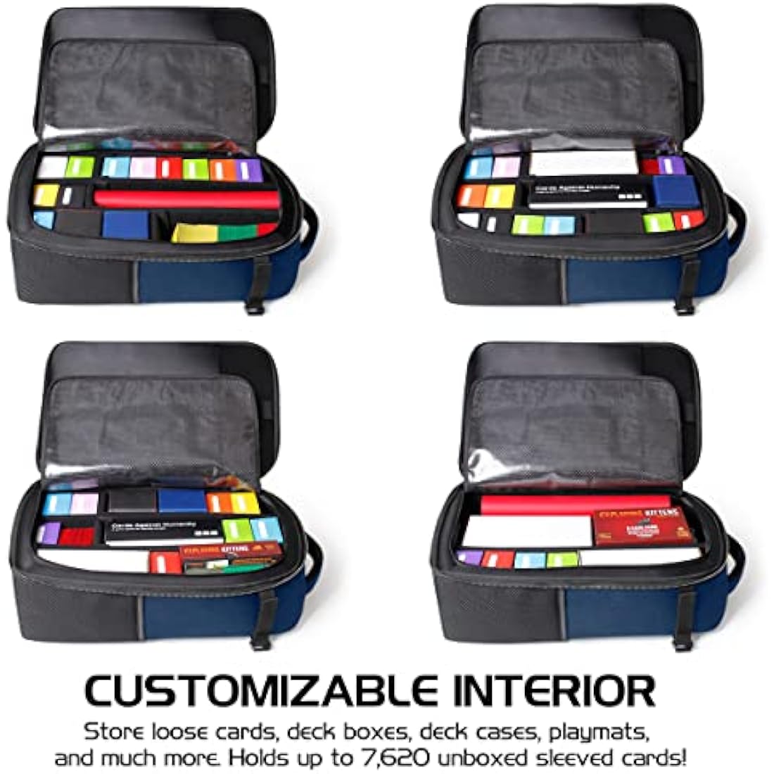 ENHANCE MTG Backpack - Collector's Edition TCG Backpack for Deck Boxes, Sleeved Cards, Playmats, MTG Accessories - Customizable Card Organization with Built-in Defender Screen (Dragon Blue)