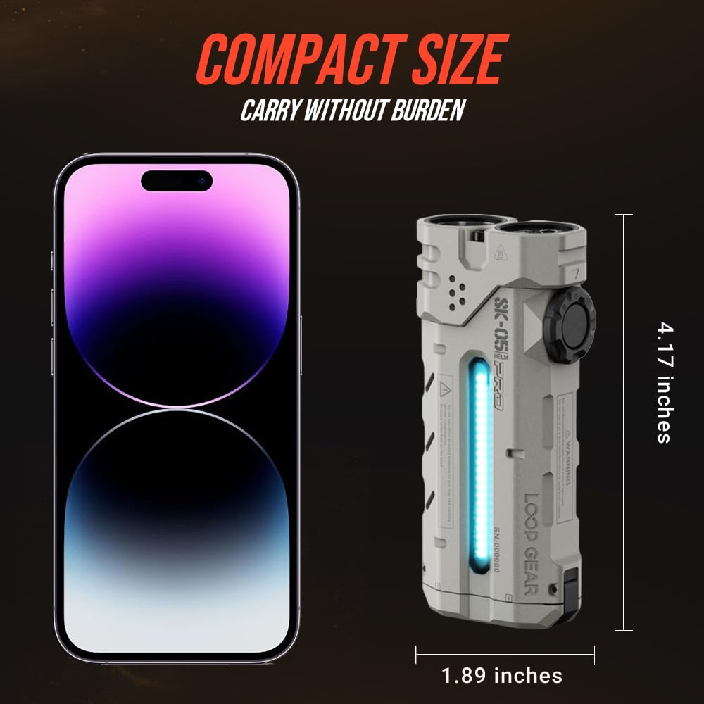 LOOP GEAR SK05 Pro Rechargeable Flat LED Torch with 8000mAh Power Bank, 4360 High Lumens, 10 Lighting Modes, Floodlight & Spotlight, IP68 Bright Flashlight for Camping,Hiking, Emergency & Survival