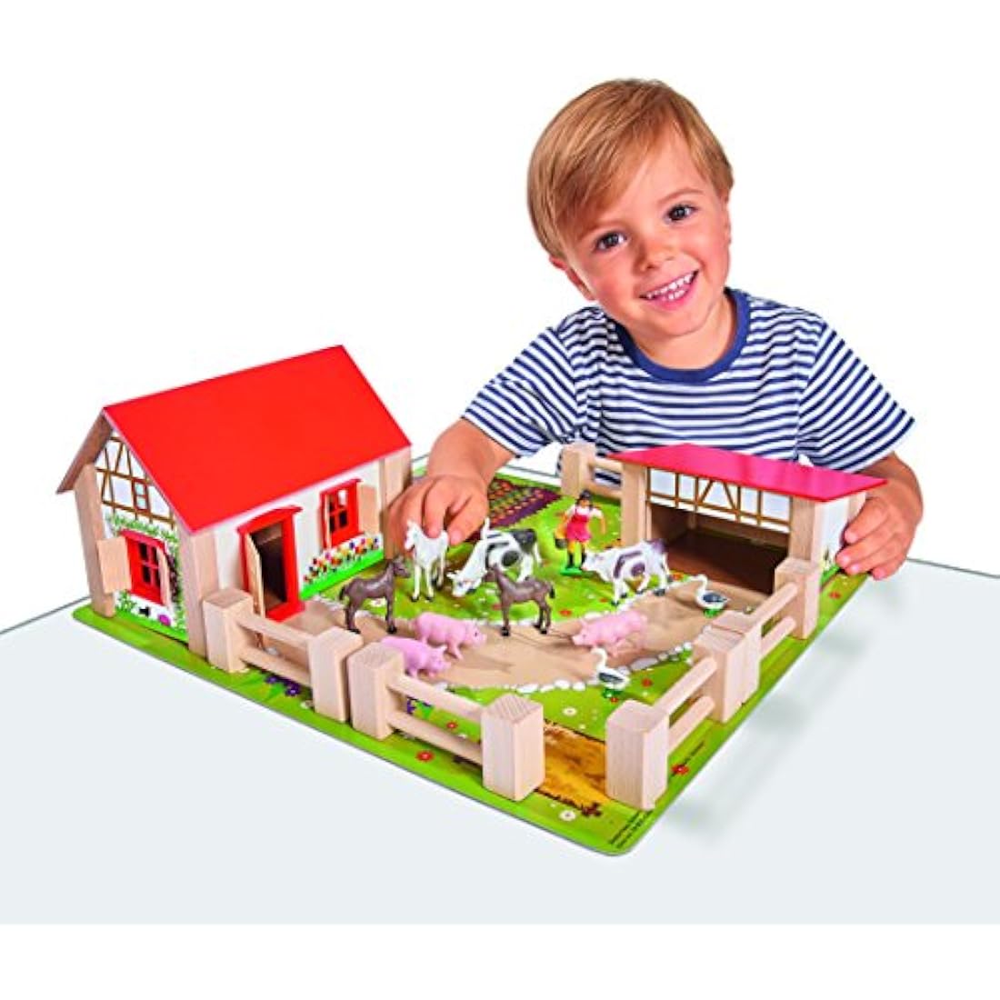 Eichhorn Liitle Farm Wooden Toy Set (21-Piece, Multi-Colour)