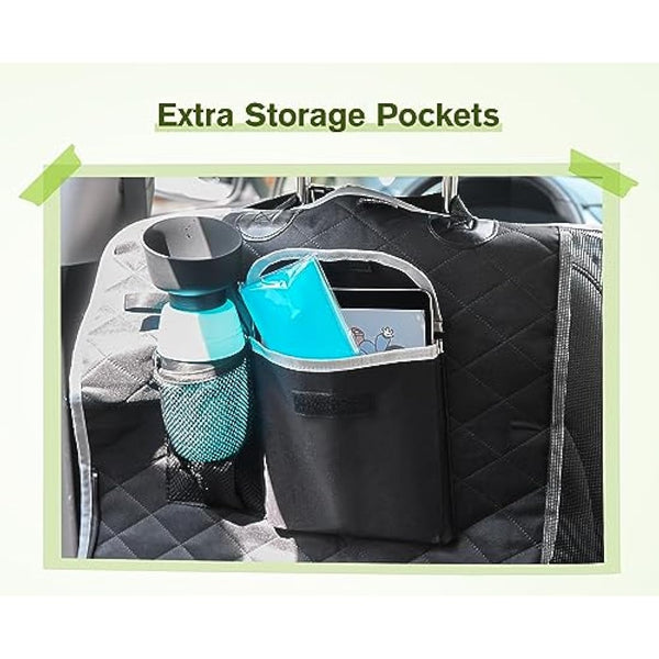 pecute Dog Car Seat Cover, Car Seat Cover for Dogs with Viewing Window/Side Flaps/Storage Bags, Dog Hammock Scratch Proof Nonslip Back Seat Protector for Cars Trucks SUV(146x136cm)