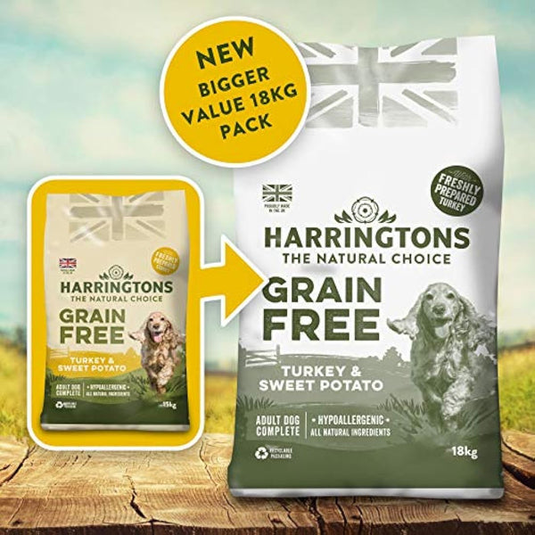 Harringtons Complete Grain Free Hypoallergenic Turkey & Sweet Potato Dry Dog Food 18kg - Made with All Natural Ingredients