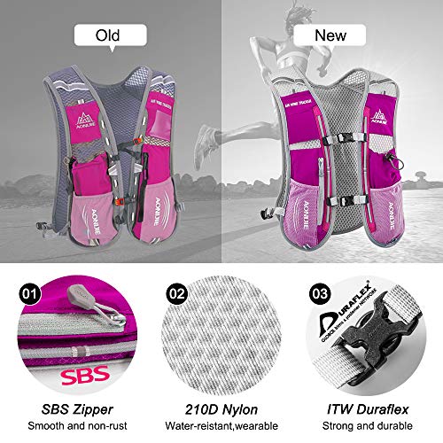 HINATAA Lightweight Running Hydration Backpack, 5L 190g Running Hydration Vest for Women and Men Cycling Running Climbing Hiking Vest Pack (Pink with