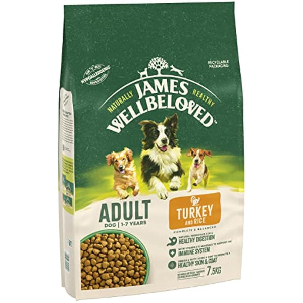 James Wellbeloved Adult Turkey & Rice 7.5 kg Bag, Hypoallergenic Dry Dog Food