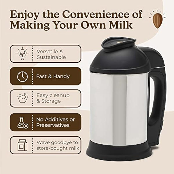 Almond Cow Milk Maker Machine, Plant-Based Milk Maker for Homemade Dairy Free Almond Milk, Soya Milk, Oat Milk, Coconut Milk, & More, Handy Kitchen Electrical Appliances, Makes 5-6 Cups Per Batch,220V