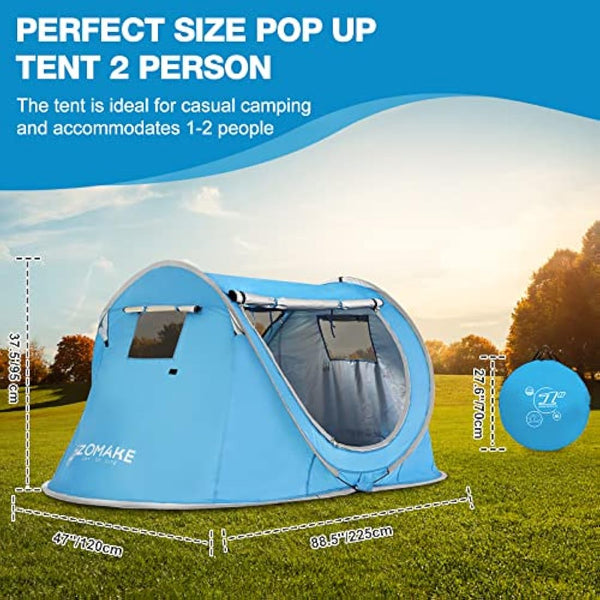 Easy Pop Up Tent 2-4 Person Waterproof - Pop-Up Camping Tents Automatic Tent Throw Pop Up Instant Flip Pop Tent for Camping,by ZOAMKE
