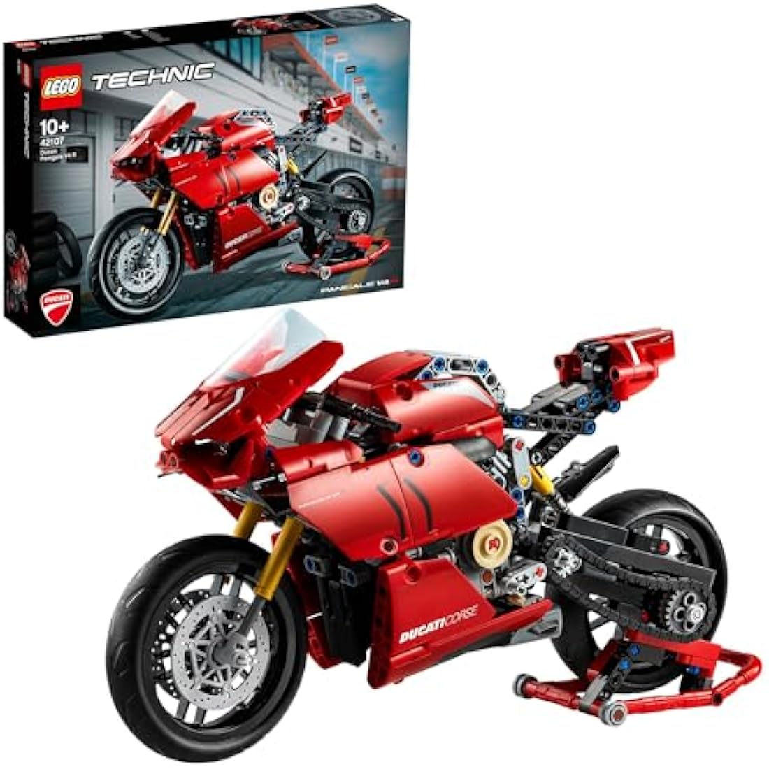 LEGO Technic Ducati Panigale V4 R 42107 Motorcycle Toy Building Kit (646 pieces), Build A Model Motorcycle, Featuring Gearbox and Suspension