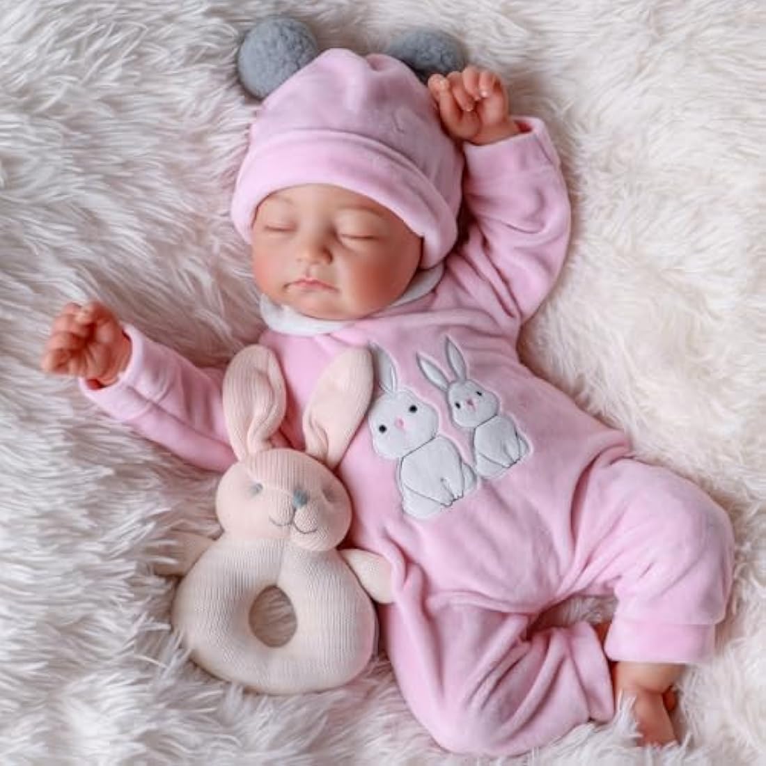 BABESIDE Reborn Baby Dolls - Connie 20-inches reborn baby Girl She has Fine Vinyl, Painted Hair, and Delicate Facial Painting, She’s Hand-made and Has a Soft Body for Girls's Gift