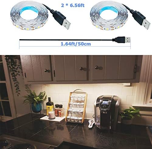 GOMING 5V USB LED Strip Light Natural White 4000K USB Powered 4M (2pcs x 6.6ft) 240LEDs Flexible SMD2835 No-Waterproof IP20 LED Tape Lights